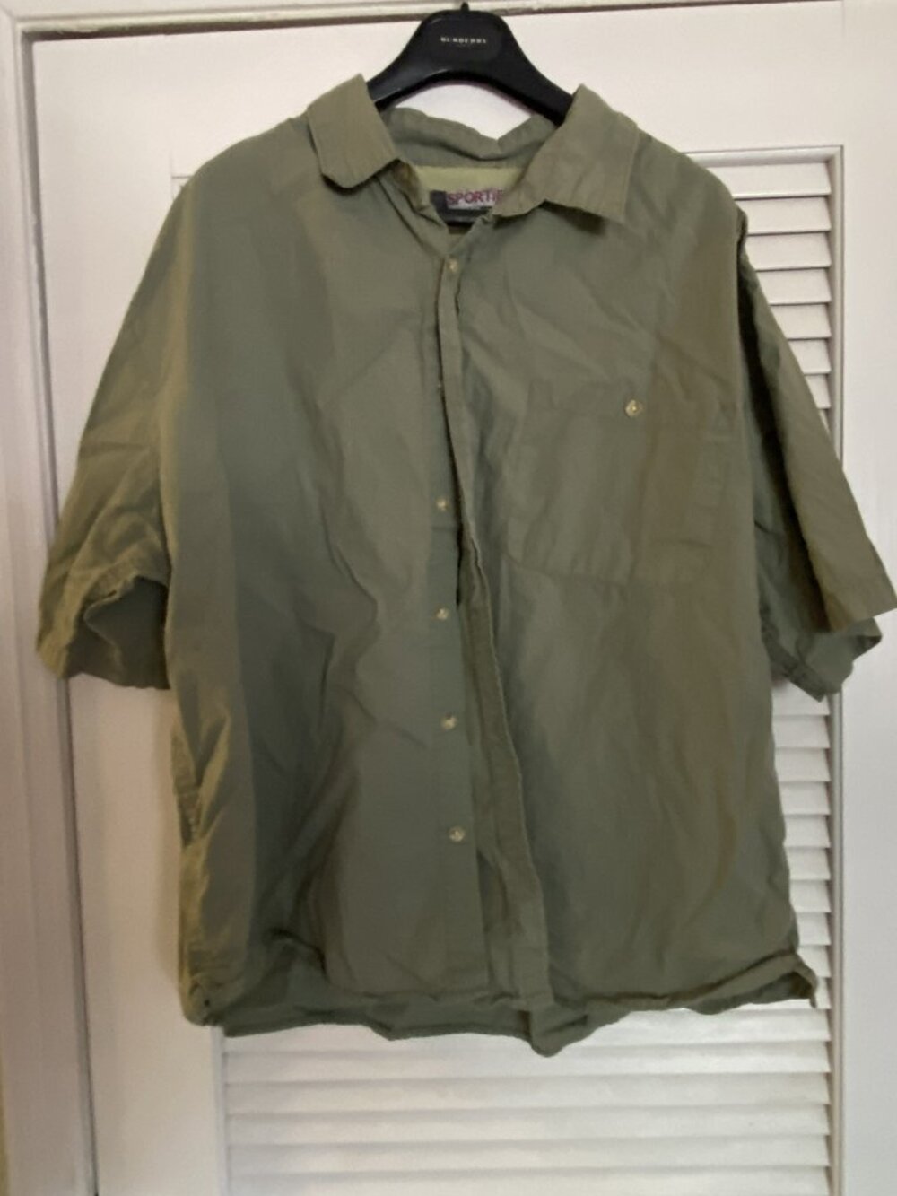 Sportif Shirt Men’s 2XL Green Short Sleeve Vented 100% cotton Button Up Fishing